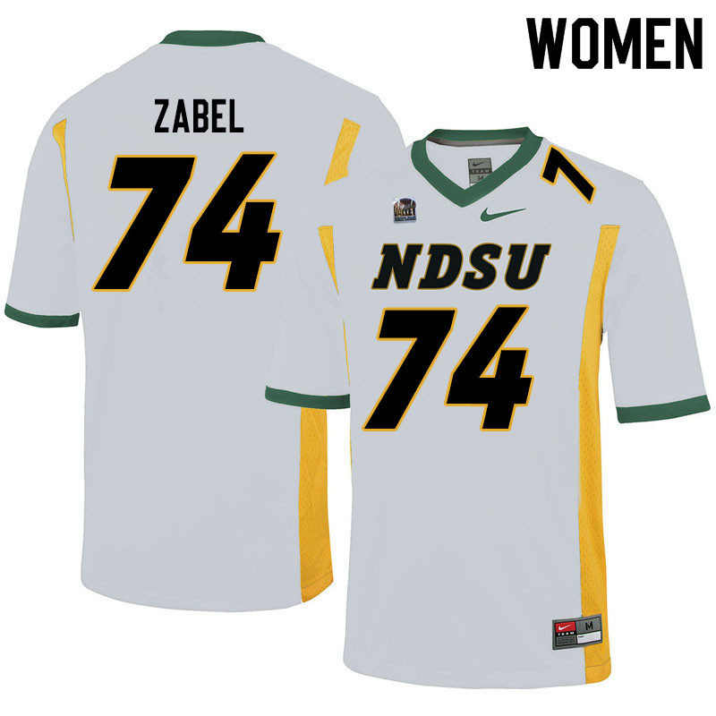 Women #74 Grey Zabel North Dakota State Bison College Football Jerseys Sale-White - Click Image to Close
